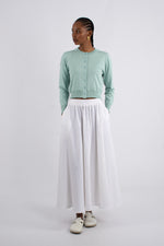 Crew Neck Plain Knit Cardigan - Mint