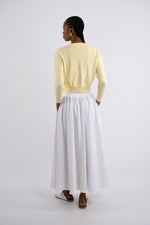 Crew Neck Plain Knit Cardigan - Butter