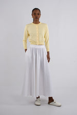 Crew Neck Plain Knit Cardigan - Butter