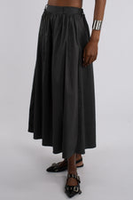 Cotton Gathered Midi Skirt