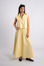 Pull On Flare Cotton Midi Skirt