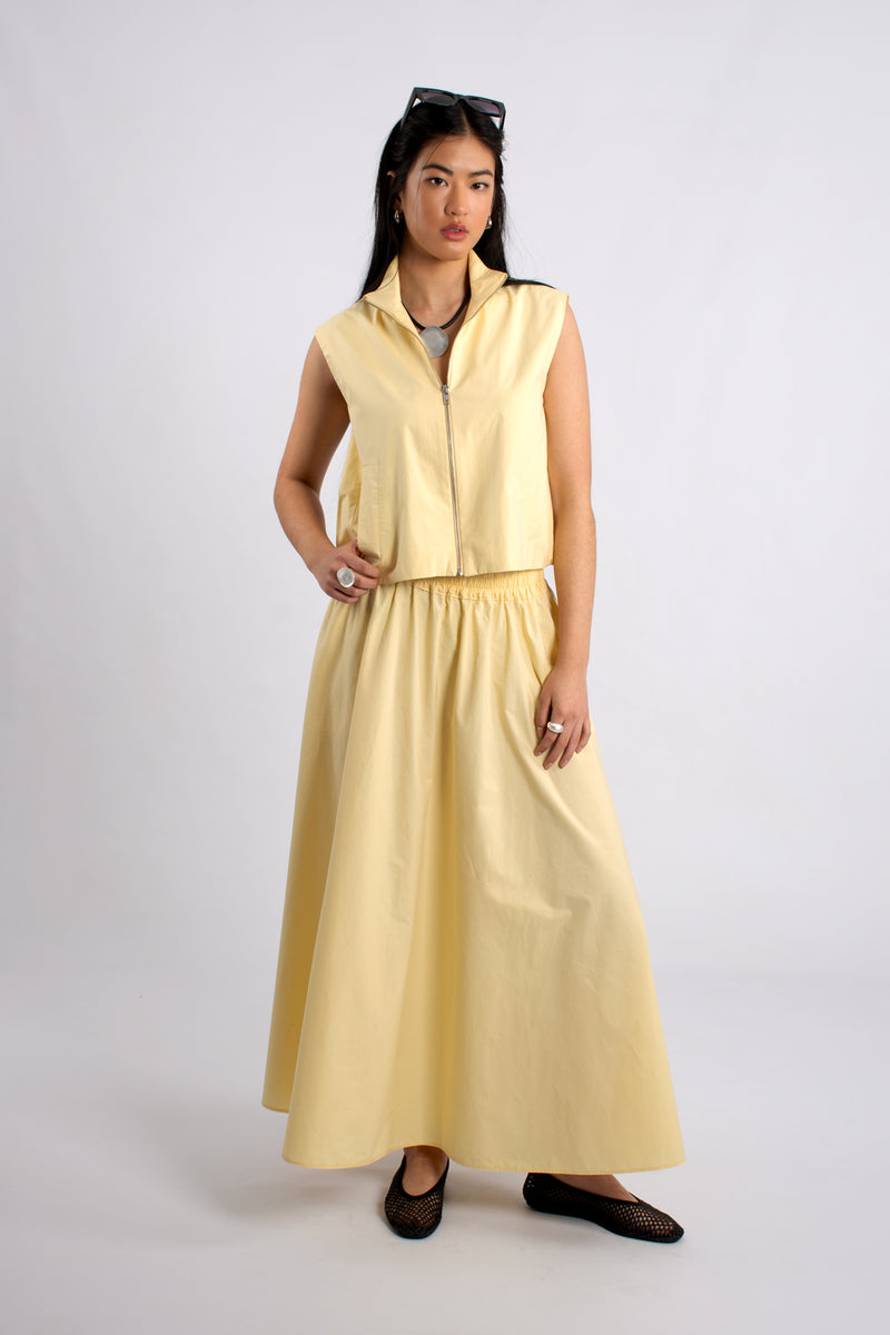 Pull On Flare Cotton Midi Skirt