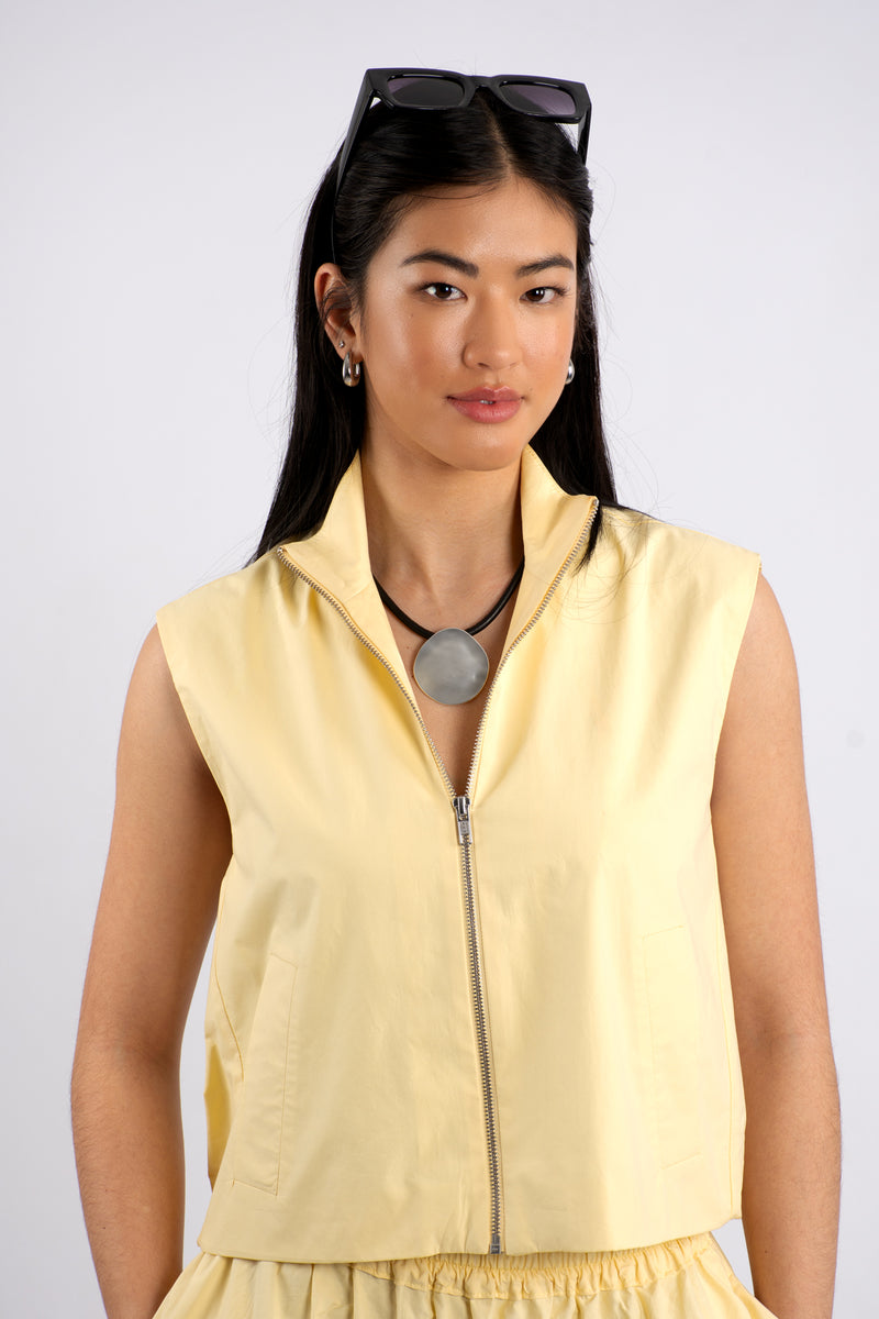 Cotton Sleeveless Zip Top
