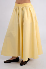 Pull On Flare Cotton Midi Skirt