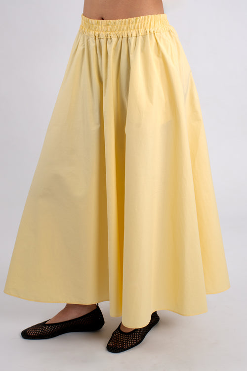 Pull On Flare Cotton Midi Skirt