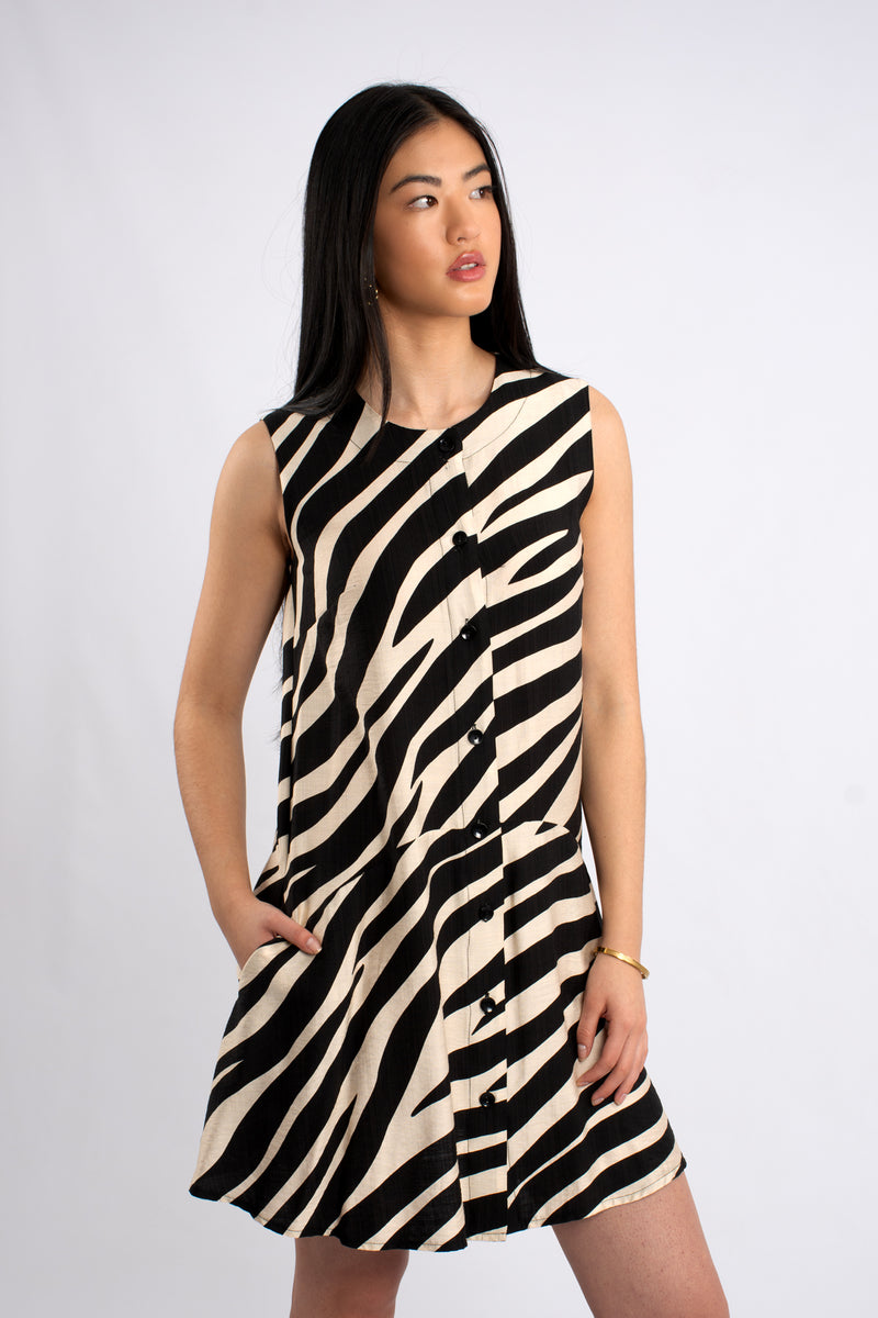 Sleeveless Animal Print Oversize Dress