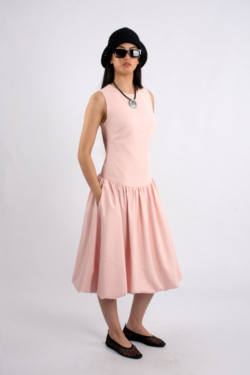 Drop Waist Sleeveless Midi Bubble Dress