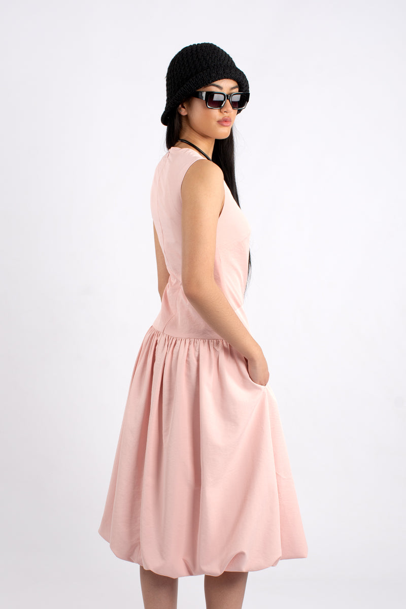 Drop Waist Sleeveless Midi Bubble Dress