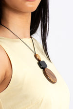 Layered Pendant cord Necklace - Brown