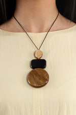Layered Pendant cord Necklace - Brown