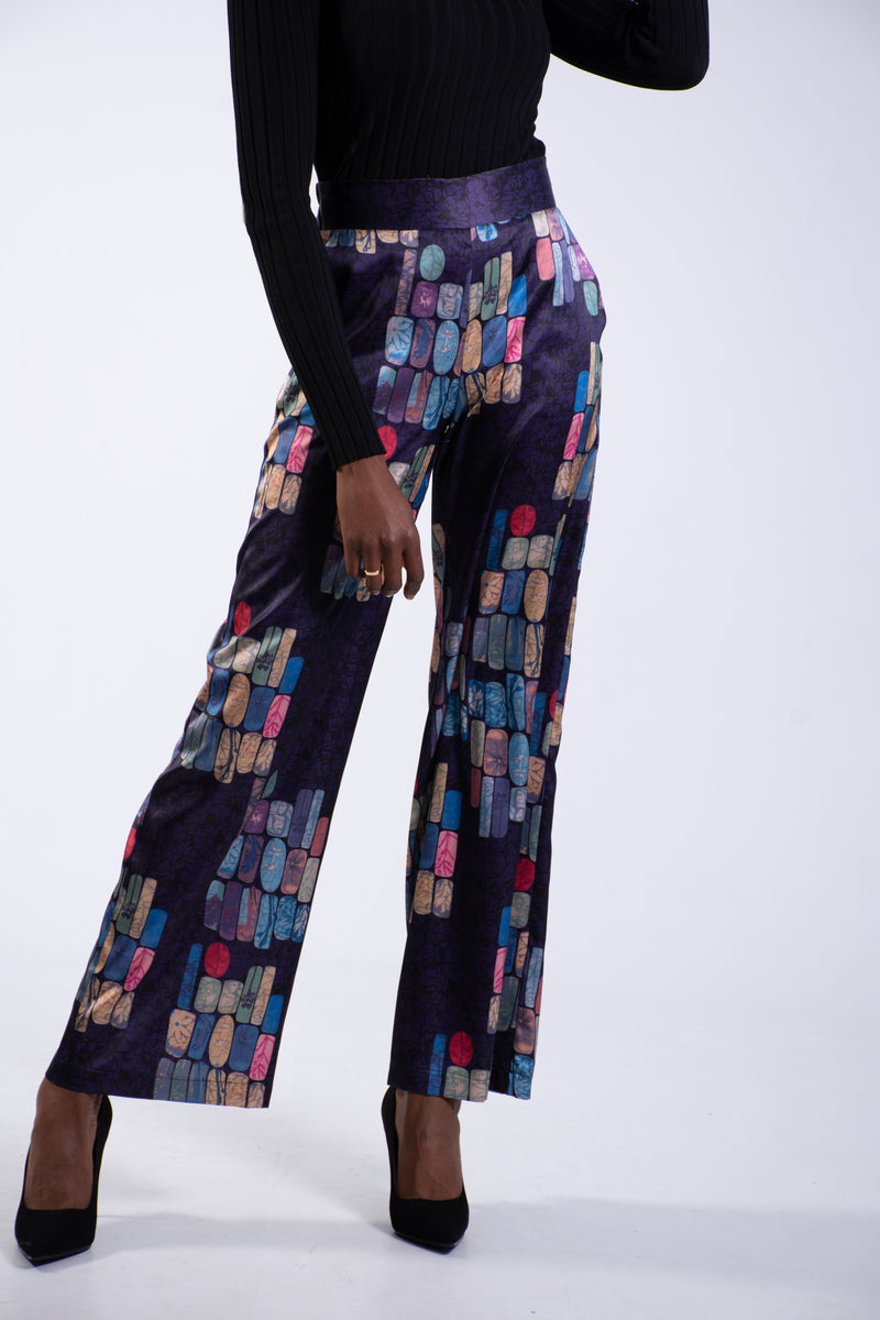 Satin Print Trousers