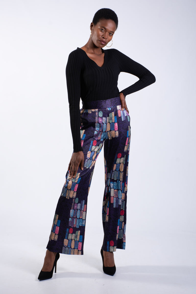 Satin Print Trousers