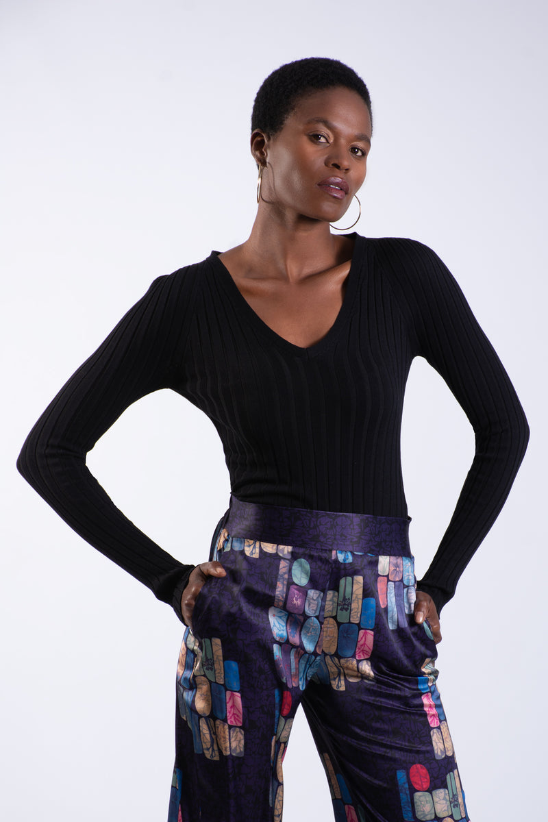 Satin Print Trousers