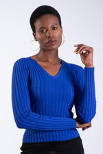 V Neck Rib Sweater