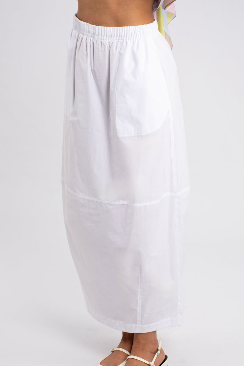 Cotton Midi Barrel Skirt