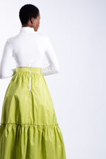 Taffeta Tiered Maxi Skirt