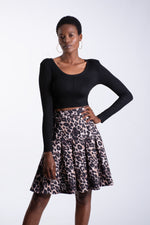 Leopard Print Pleat Skirt