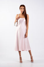 Satin Strapless Midi Dress