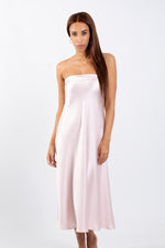 Satin Strapless Midi Dress