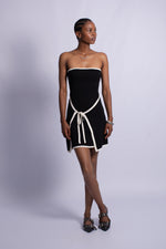 Strapless Contrast Trim Knit Mini - Black