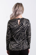 Satin Abstract Printed Crew Neck Blouse