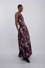 Brushed Lily Print Top - Burgundy