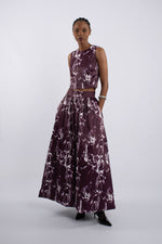 Brushed Lily Print Top - Burgundy