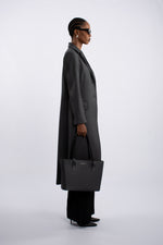 Single Breast Twill Midi Coat - Grey