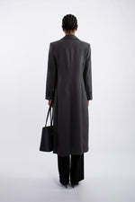 Single Breast Twill Midi Coat - Grey