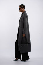 Single Breast Twill Midi Coat - Grey
