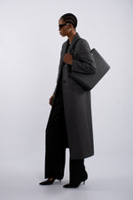 Single Breast Twill Midi Coat - Grey