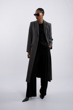 Single Breast Twill Midi Coat - Grey
