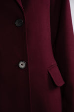 Single Breast Twill Midi Coat - Burgundy