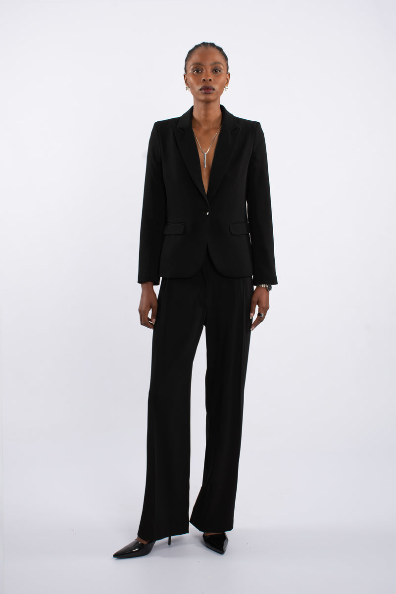 Twill Single Pleat Trouser - Black