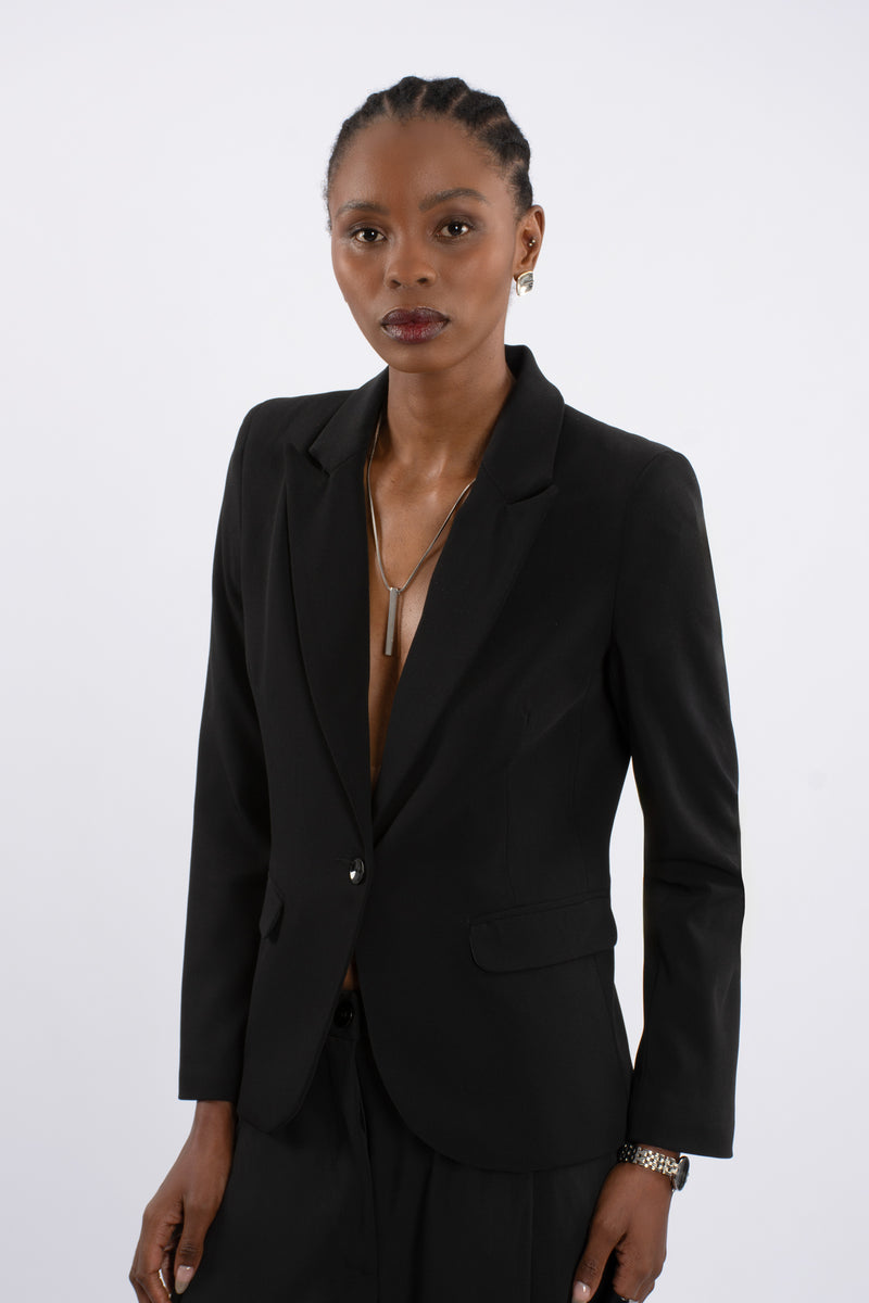 Twill Long Sleeve Jacket - Black