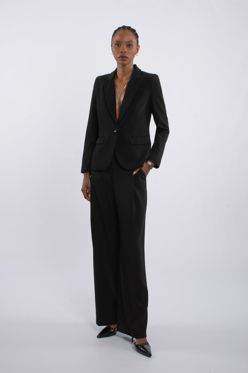 Twill Single Pleat Trouser - Black