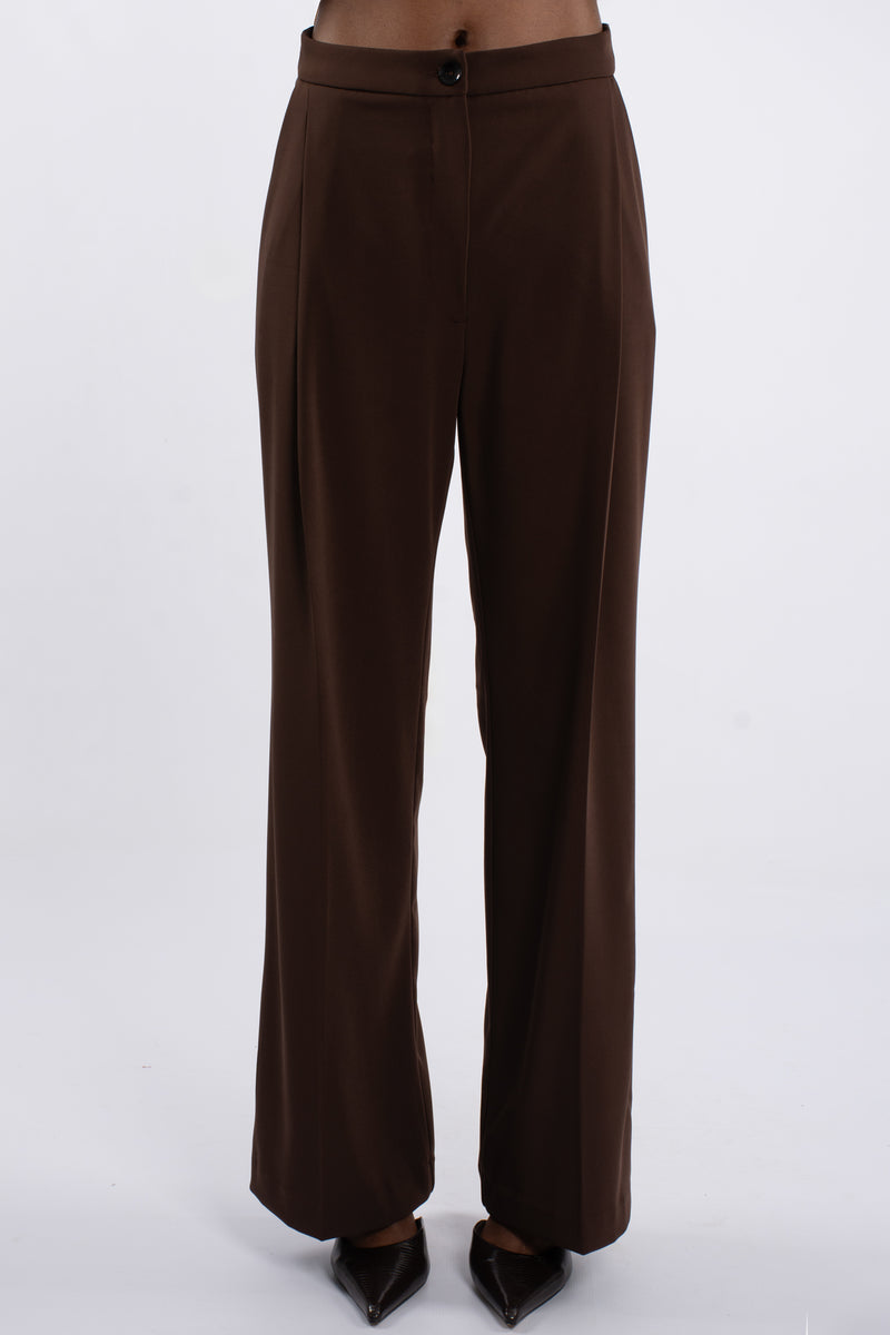 Twill Single Pleat Trouser - Brown