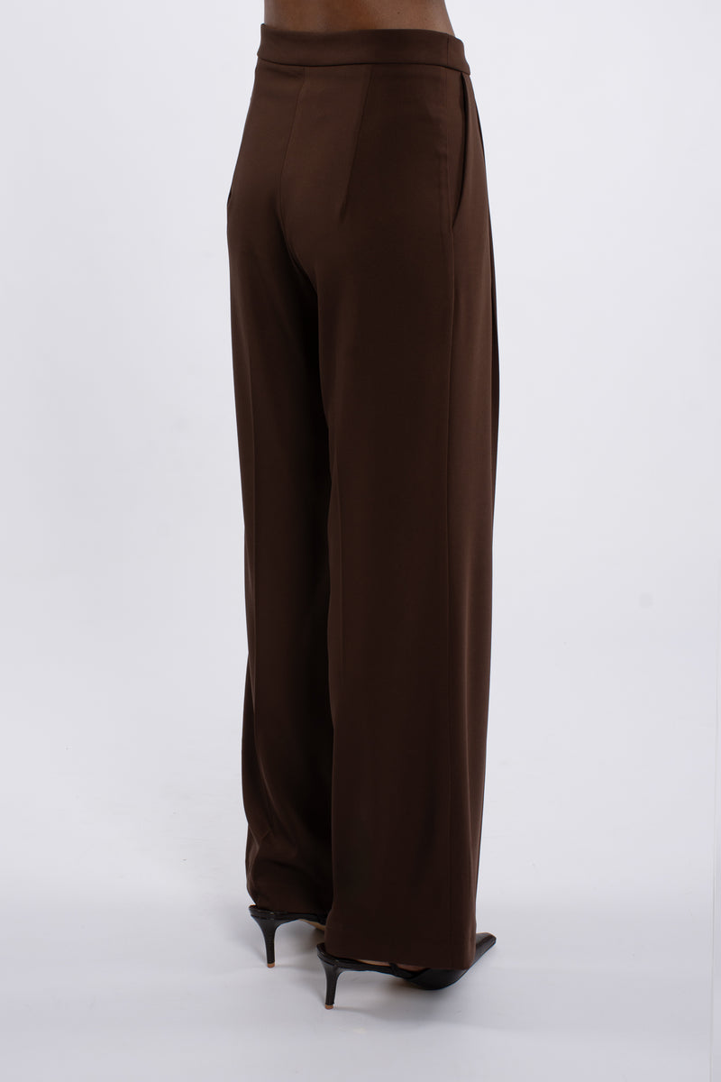 Twill Single Pleat Trouser - Brown