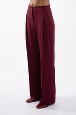 Twill Single Pleat Trouser -  Burgundy