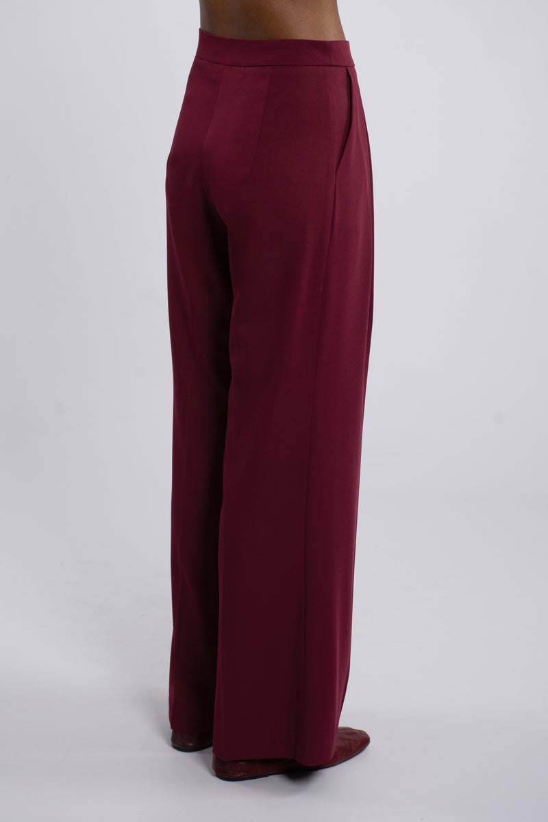 Twill Single Pleat Trouser -  Burgundy