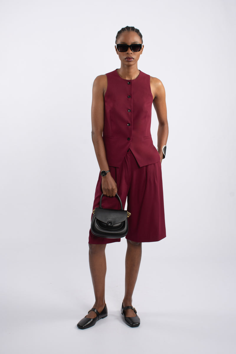 Twill Waistcoat - Burgundy