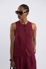 Twill Waistcoat - Burgundy