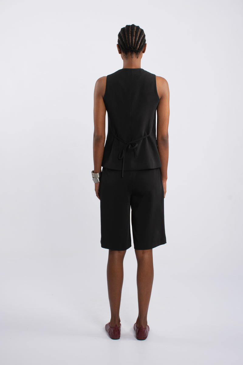 Twill Knee Length Shorts  - Black