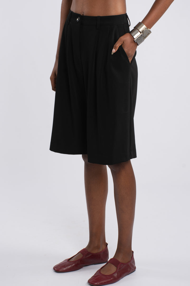 Twill Knee Length Shorts  - Black