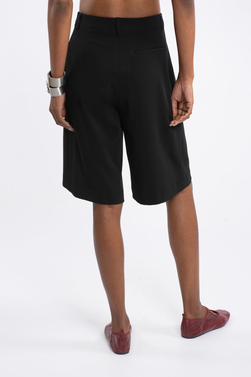 Twill Knee Length Shorts  - Black