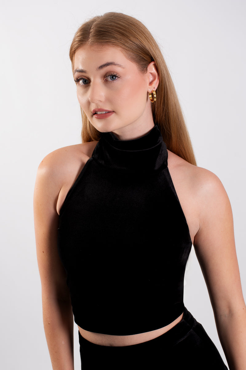 Velvet Halter Neck Top