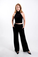 Velvet Basque Straight Leg Trousers