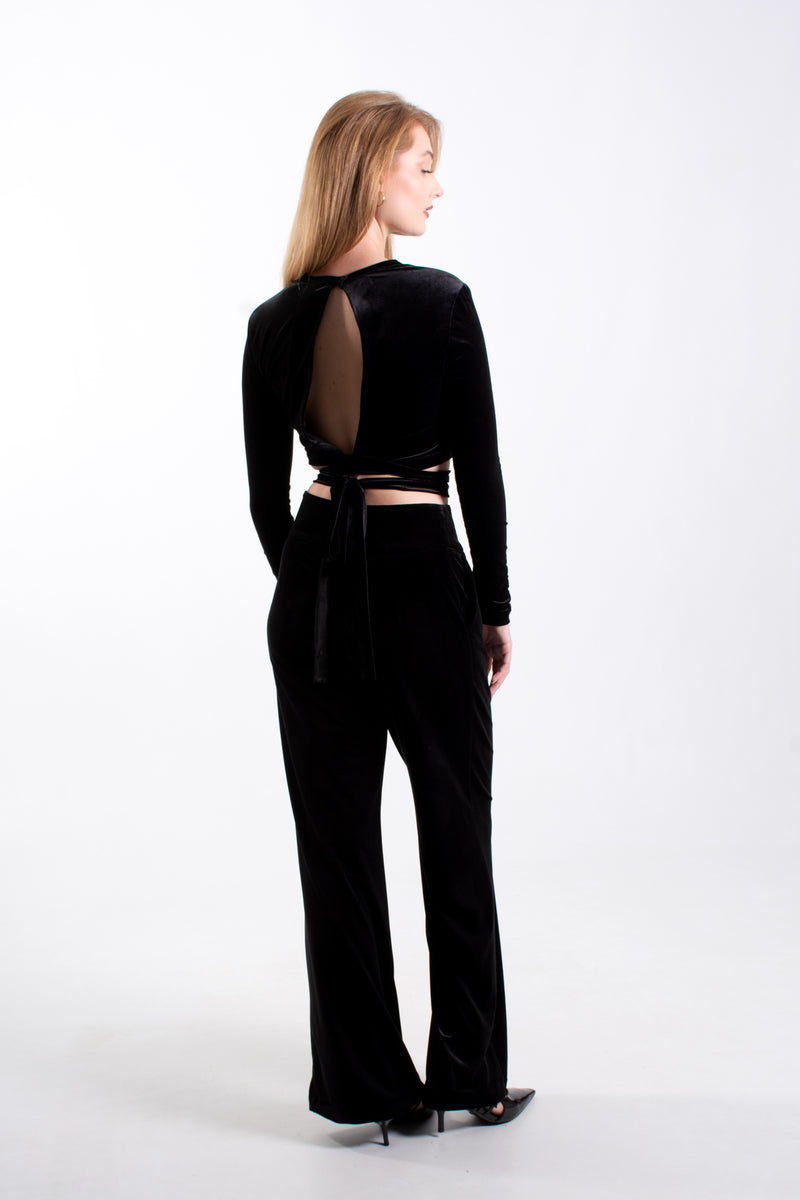 Velvet Basque Straight Leg Trousers