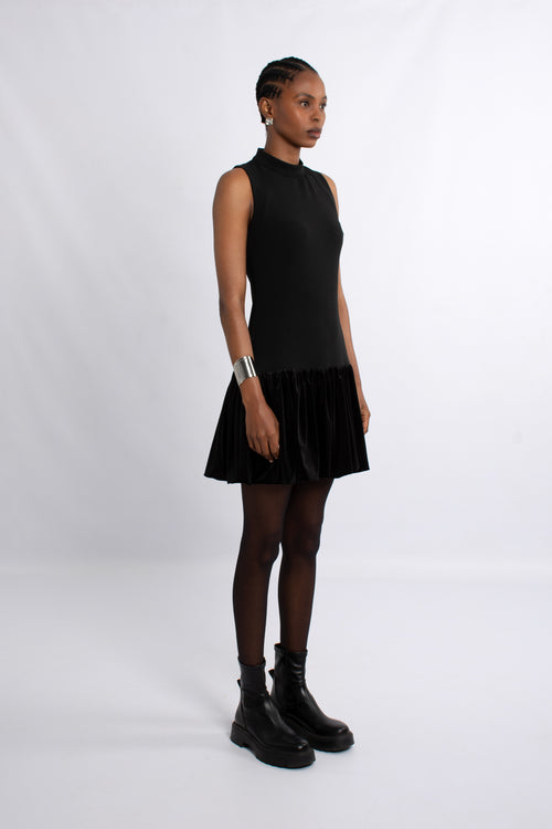 Sleeveless Spandex Velvet Bubble Dress