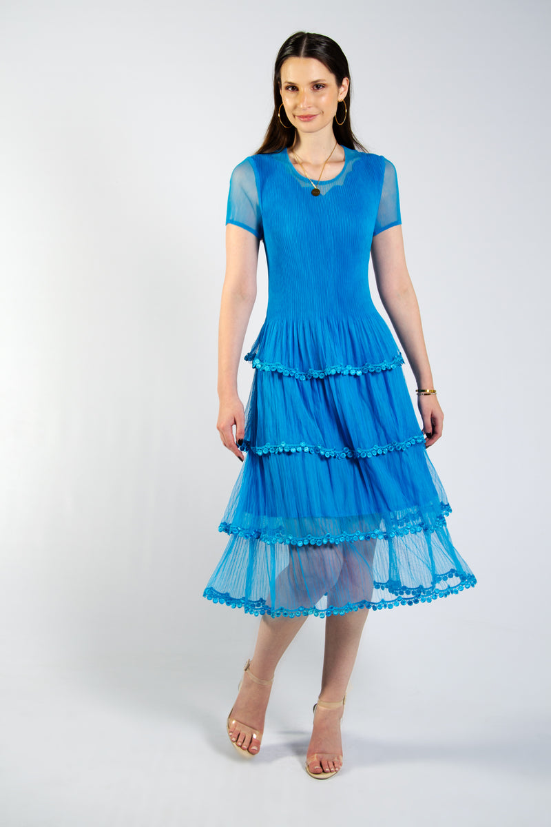Tulle Tiered Dress - Turquoise